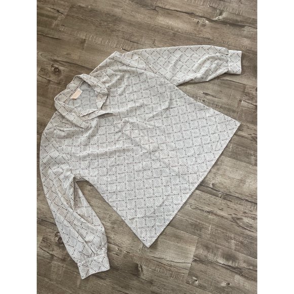 Vintage Sophisticates By Pendleton Geometric Button Up Blouse Tan Womens Size 16 - Picture 1 of 7